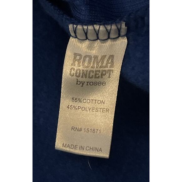 ROMA CONCEPTS By Rosee Women Dark Blue Pullover Cropped Raw Hem Hoodie Size S - Picture 6 of 7